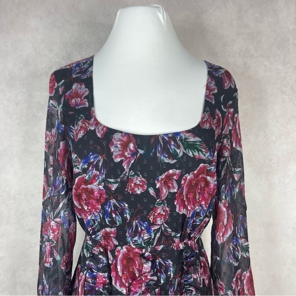 La Maison Talulah Ardour Mini Chiffon Dress In Midnight Rose Women's Size M - Picture 3 of 11